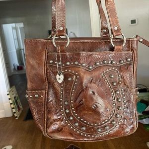 Leather Purse with horseshoe and horse